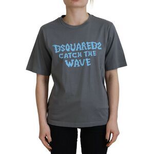 Dsquared² Gray Logo Cotton Crewneck Short Sleeve Tee Women's T-shirt (Pre-Owned)